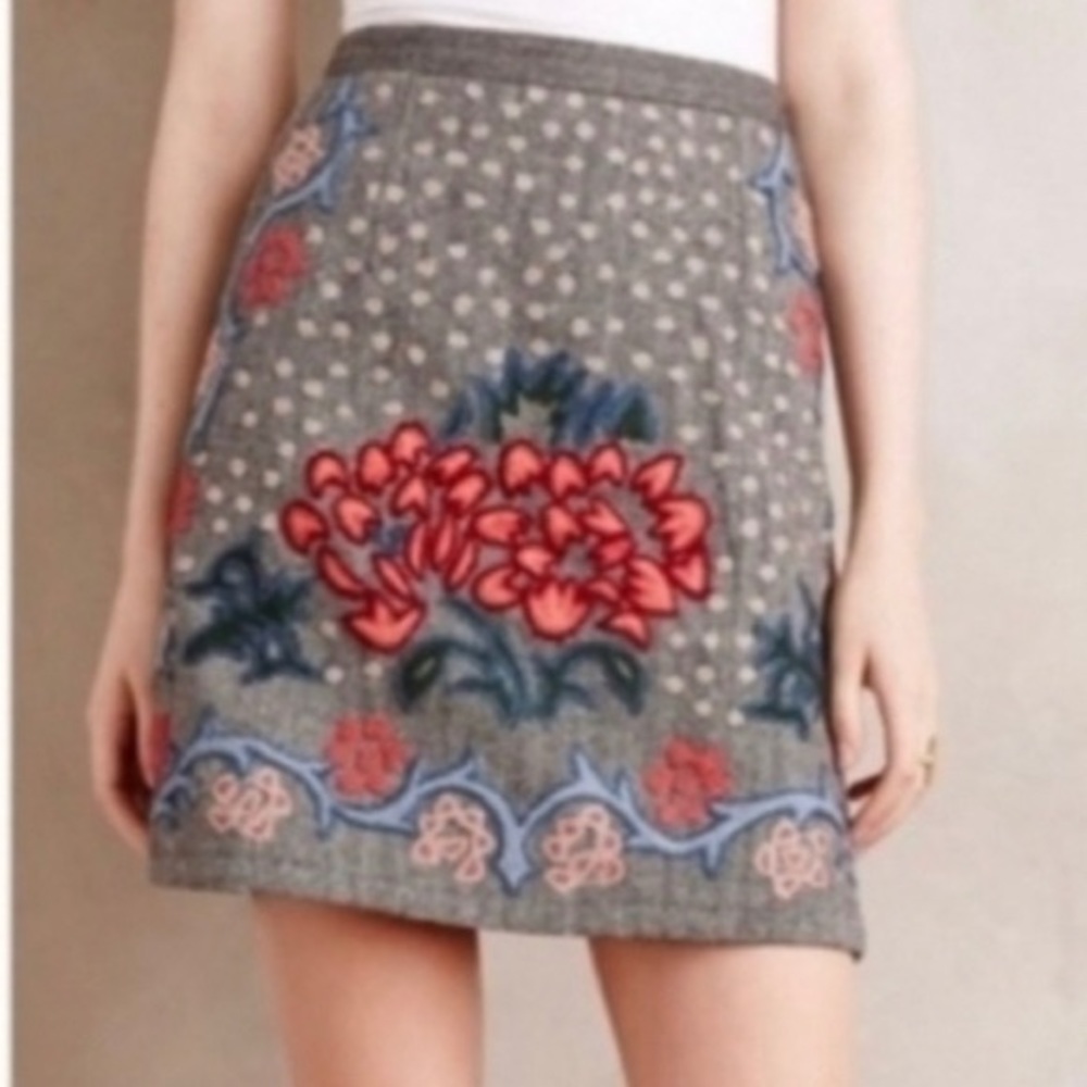 Anthropologie embroidered skirt